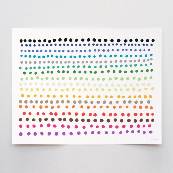 Rainbow Polka Dots Art Print - Signed and Printed by the Artist - Unframed or Framed - 150422