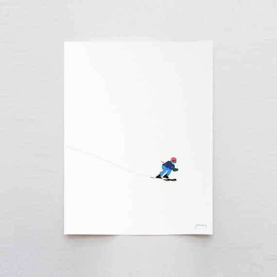 Downhill Skiing Art Print - Signed and Printed by Jorey Hurley- Unframed or Framed - 240107