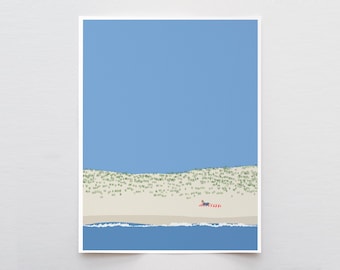 Beach Reader Wall Art, signed print by Jorey Hurley