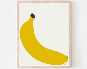 Banana Art Print - Signed and Printed by the Artist - Framed or Unframed - Kitchen Wall Art - 140429