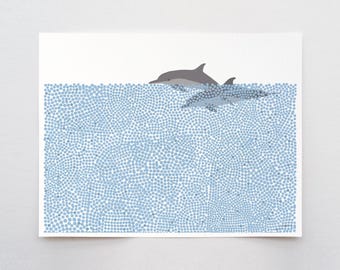 Jumping Dolphins Art Print - Signed Coastal Wall Art by Jorey Hurley - 250725
