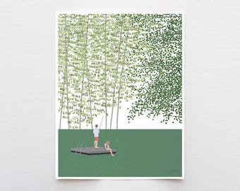 Kids Lake Fishing Art Print – Signed by Jorey Hurley - 220911