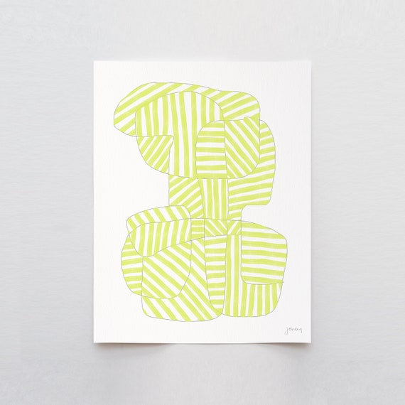 Abstract with Yellow Stripes Art Print  - Signed and Printed by Jorey Hurley - Framed or Unframed - 170816