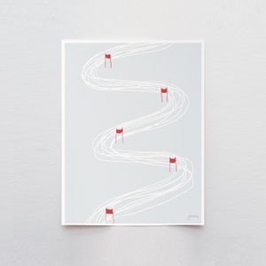Slalom Skiing Art Print - Signed and Printed by Jorey Hurley - Unframed or Framed - 140217