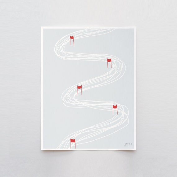 Slalom Ski Race Track Art Print - Signed and Printed by Jorey Hurley - Unframed or Framed - 140217