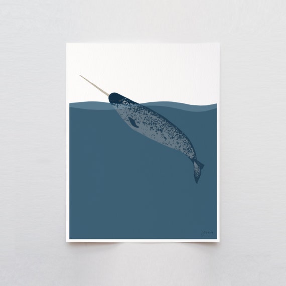 Narwhal Art Print - Signed and Printed by Jorey Hurley - Unframed or Framed - 170309