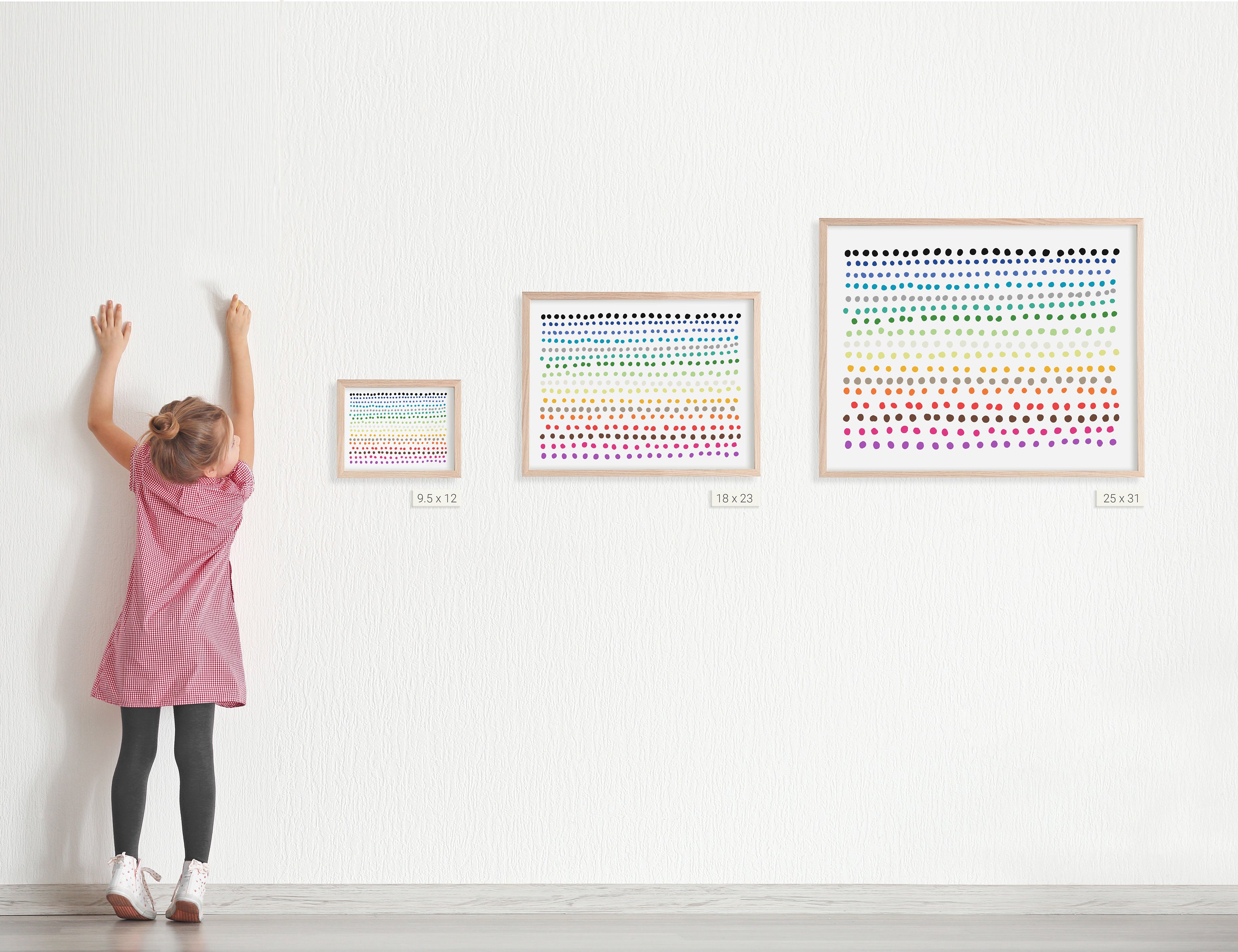 Rainbow Polka Dots Art Print. Signed. Available Framed or Unframed. 150422.