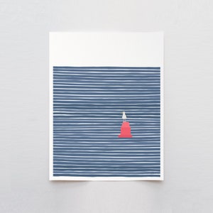 Seagull on a Red Buoy Art Print - Signed and Printed by Jorey Hurley - Unframed or Framed - 230611