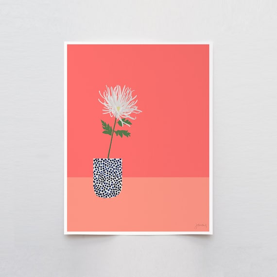 White Chrysanthemum Art Print - Signed and Printed by the Artist - Framed or Unframed - 220213