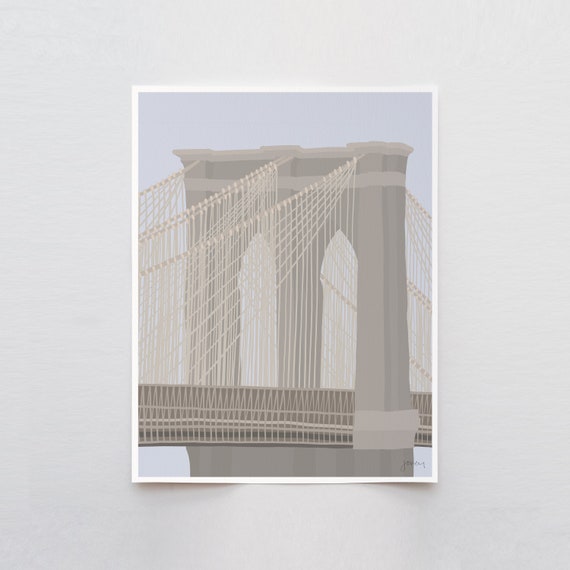 Brooklyn Bridge Tower Art Print - Signed and Printed by Jorey Hurley - Unframed or Framed - 240331