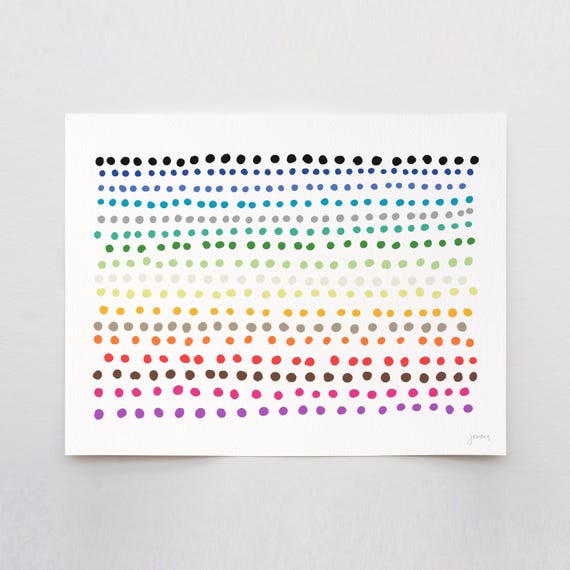 Rainbow Dots Art Print - Signed and Printed by Jorey Hurley - Unframed or Framed - 150422