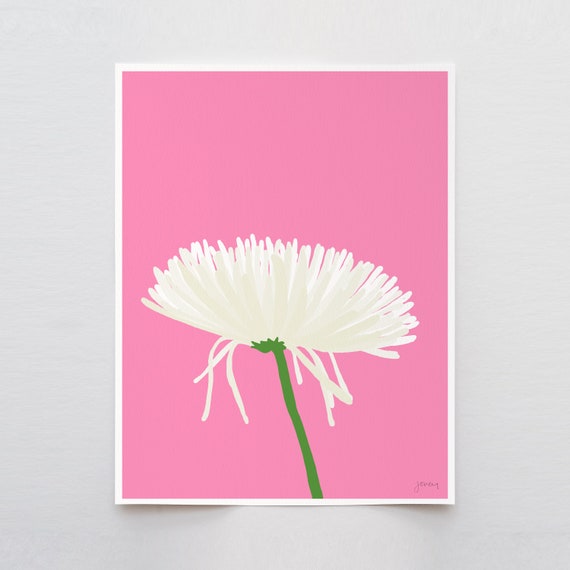 Chrysanthemum Art Print - Signed and Printed by Artist - Framed or Unframed - Floral Wall Art - 120329