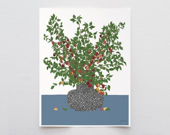 Ripe Plum Branches Art Print - Signed and Printed by Jorey Hurley - Unframed or Framed - 200419