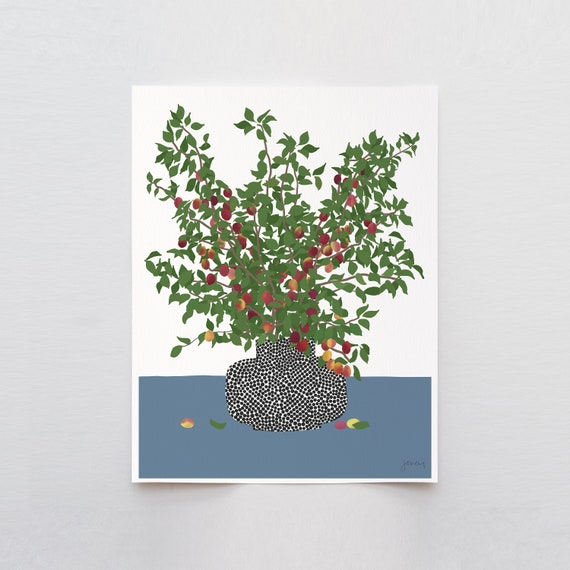 Ripe Plum Branches Art Print - Signed and Printed by Jorey Hurley - Unframed or Framed - 200419