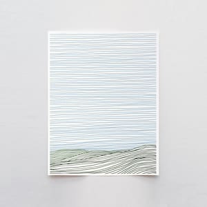 Rolling Green Hills Lined Abstract Art Print – Signed by Jorey Hurley - 120924
