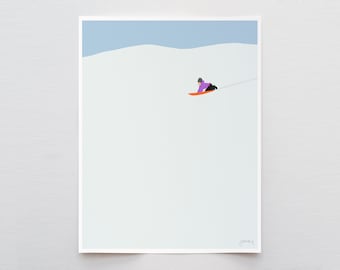 Smooth Sledding Art Print - Signed and Printed by Jorey Hurley - Unframed or Framed - 160223