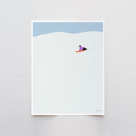 Smooth Sledding Art Print - Signed and Printed by the Artist - Unframed or Framed - 160223
