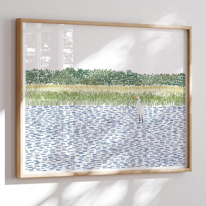 Egret in Wetlands Art Print - Signed and Printed by Jorey Hurley - Unframed or Framed - 210806 image 2