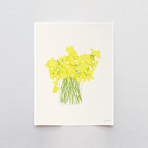 Oxalis Sour Grass Bouquet Art Print - Signed and Printed by Jorey Hurley - Unframed or Framed - 130314