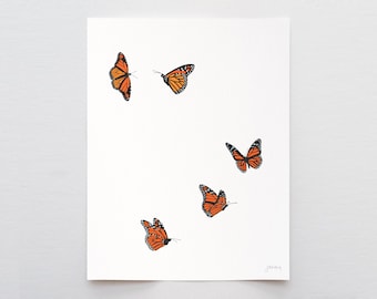 Monarch Butterflies Art Print Signed by Jorey Hurley