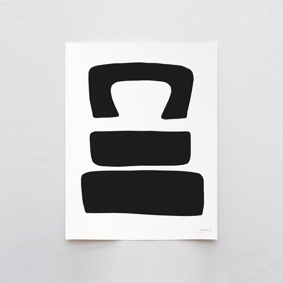 Black Shapes Abstract Art Print - Signed and Printed by Jorey Hurley - Unframed or Framed - 200717