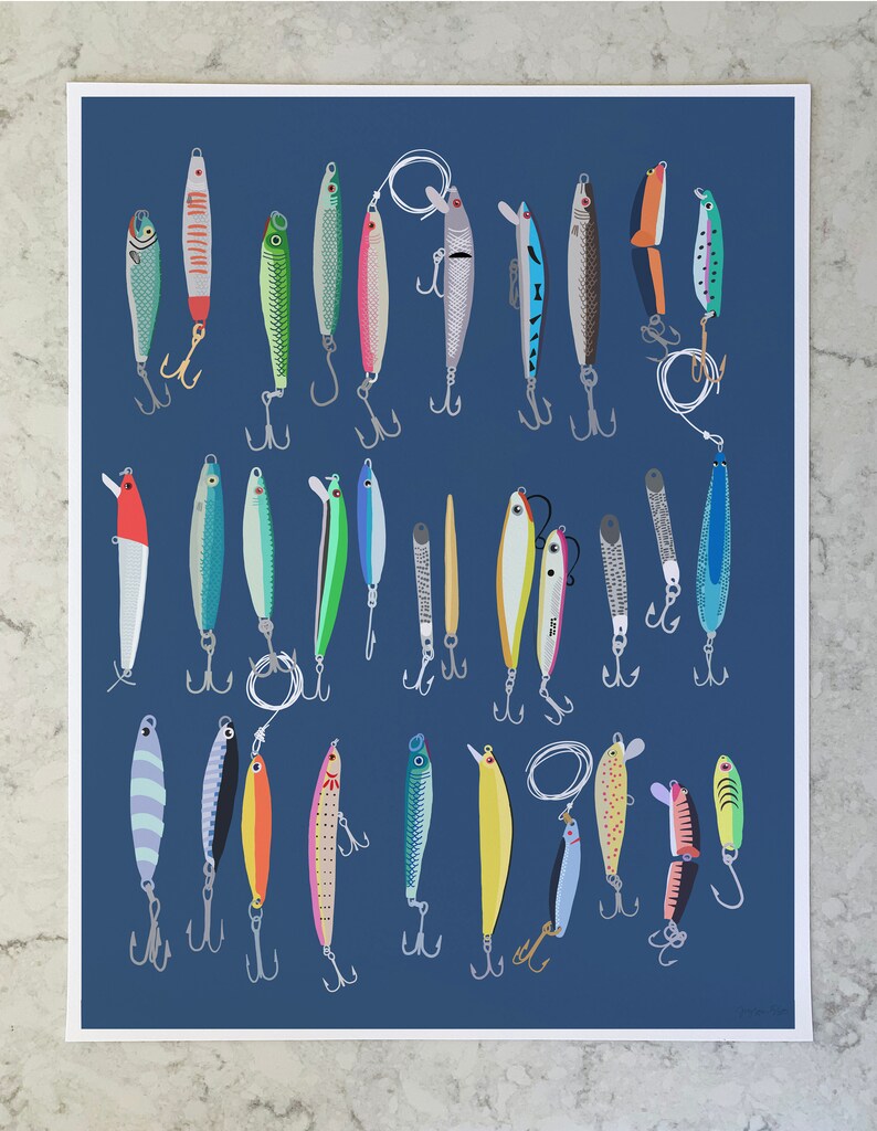 Saltwater Fishing Lures Art. Signed Print. Framed or Unframed. Etsy