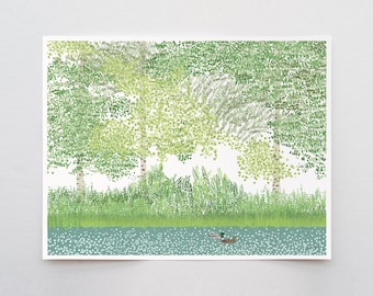 Ducks on Lake Wall Art, signed print by Jorey Hurley