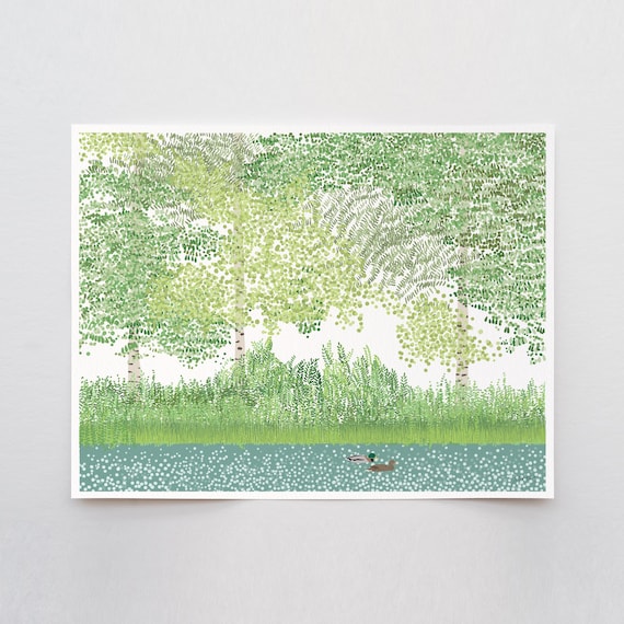 Ducks in River Art Print - Signed and Printed by Jorey Hurley - Unframed or Framed - 241015