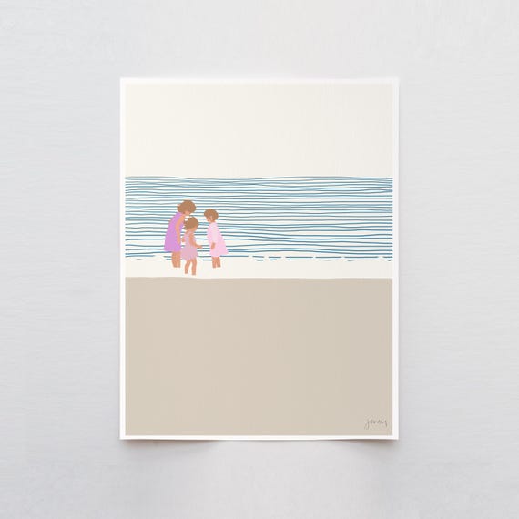 Three Sisters on the Beach Art Print - Signed and Printed by Jorey Hurley - Unframed or Framed - 140619