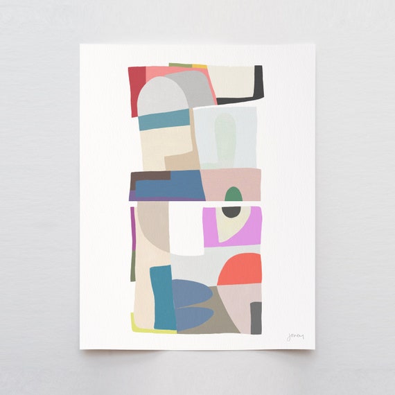 Colorful Shapes Abstract Art Print - Signed and Printed by the Artist - Framed or Unframed - 180329