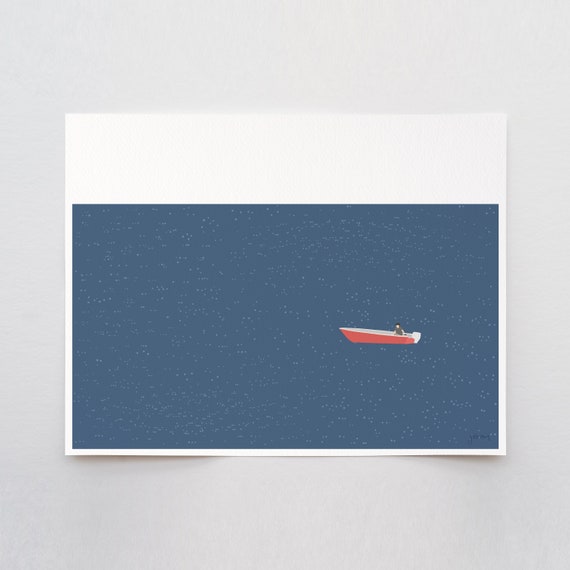 Skiff Art Print - Signed and Printed by Jorey Hurley - Unframed or Framed - 240616