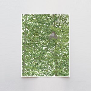 May include: A digital illustration of a squirrel sitting in a nest high up in a tree. The tree is depicted with green leaves and branches. The squirrel is gray with a white belly and a bushy tail.