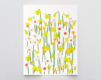 Spring Flowering Daffodils Art Print - Signed and Printed by Jorey Hurley - Unframed or Framed - 240407