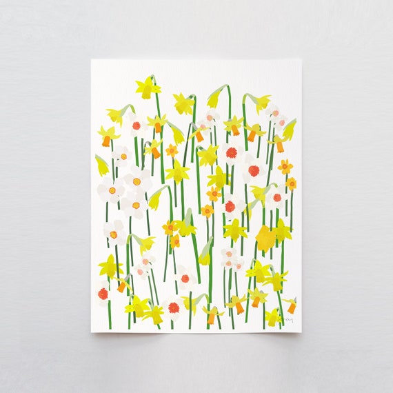 Spring Flowering Daffodils Art Print - Signed and Printed by Jorey Hurley - Unframed or Framed - 240407