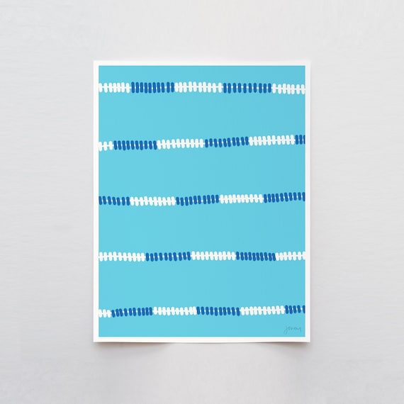Pool Lane Lines Art Print - Signed and Printed by Jorey Hurley - Unframed or Framed - 110904