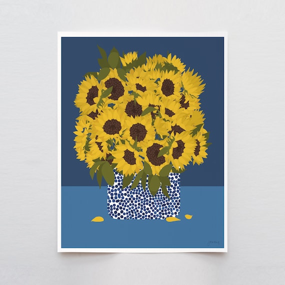 Sunflowers Still Life Art Print - Signed and Printed by Jorey Hurley - Unframed or Framed - 231008