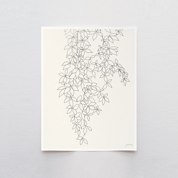 Minimalist Botanical Line Drawing Art Print - Signed and Printed by Jorey Hurley - Unframed or Framed -140905
