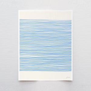 Striped Blue Abstract Art Print - Signed and Printed by the Artist - Framed or Unframed - 120425