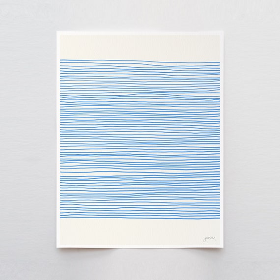 Striped Blue Abstract Art Print - Signed and Printed by the Artist - Framed or Unframed - 120425