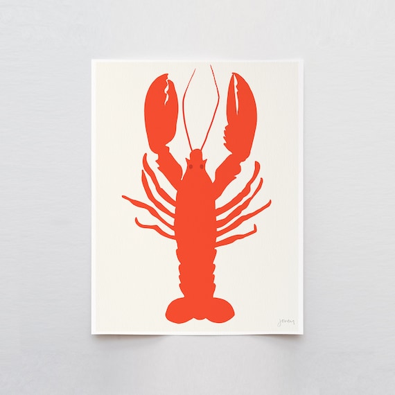 Large Red Lobster Art Print - Signed and Printed by Jorey Hurley - Unframed or Framed - 140803