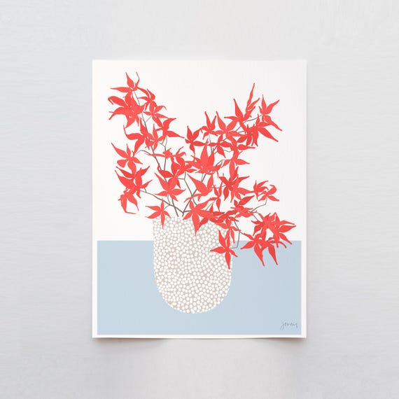 Maple Leaves Still Life Art Print - Signed and Printed by Jorey Hurley - Unframed or Framed - 241110