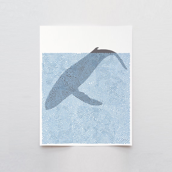 Humpback Diving Abstract Art Print - Signed and Printed by Jorey Hurley - Unframed or Framed - 240526