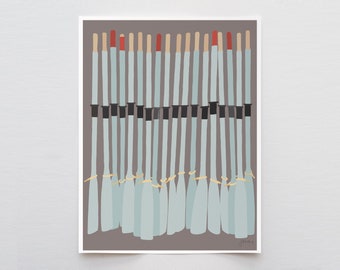 Rowing Oars Art Print - Signed and Printed by Jorey Hurley - Unframed or Framed - 220702