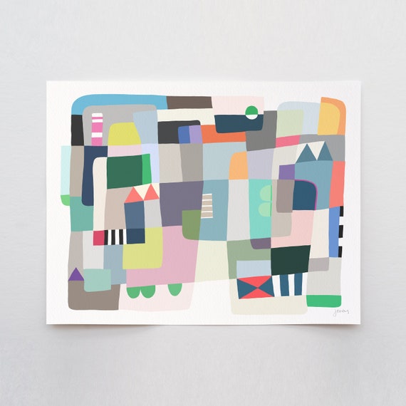 Colorful Shapes Abstract Art Print - Signed and Printed by Jorey Hurley - Unframed or Framed - 210430