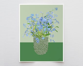 Forget Me Not Still Life Art Print - Signed and Printed by Jorey Hurley - Unframed or Framed - 240428