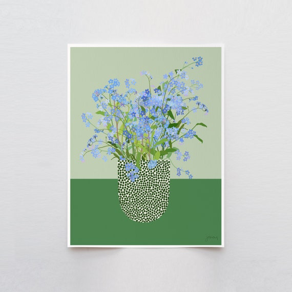 Forget Me Not Still Life Art Print - Signed and Printed by Jorey Hurley - Unframed or Framed - 240428