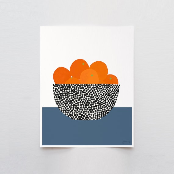 Bowl of Oranges Still Life Art Print - Signed and Printed by Jorey Hurley - Unframed or Framed - 200616