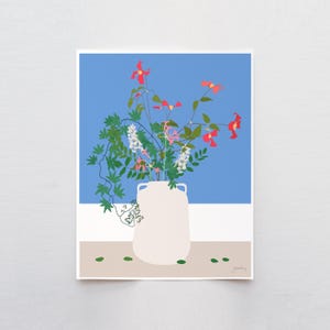 Clematis Still Life, botanical wall art, signed print by Jorey Hurley