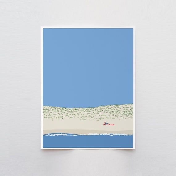 Beach Reading Art Print - Signed and Printed by Jorey Hurley - Unframed or Framed - 230527