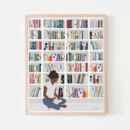 Bookworm Art Print. Signed. Available Framed or Unframed. Gift. 200721.